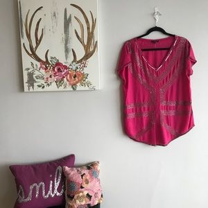 Beaded, v-neck blouse